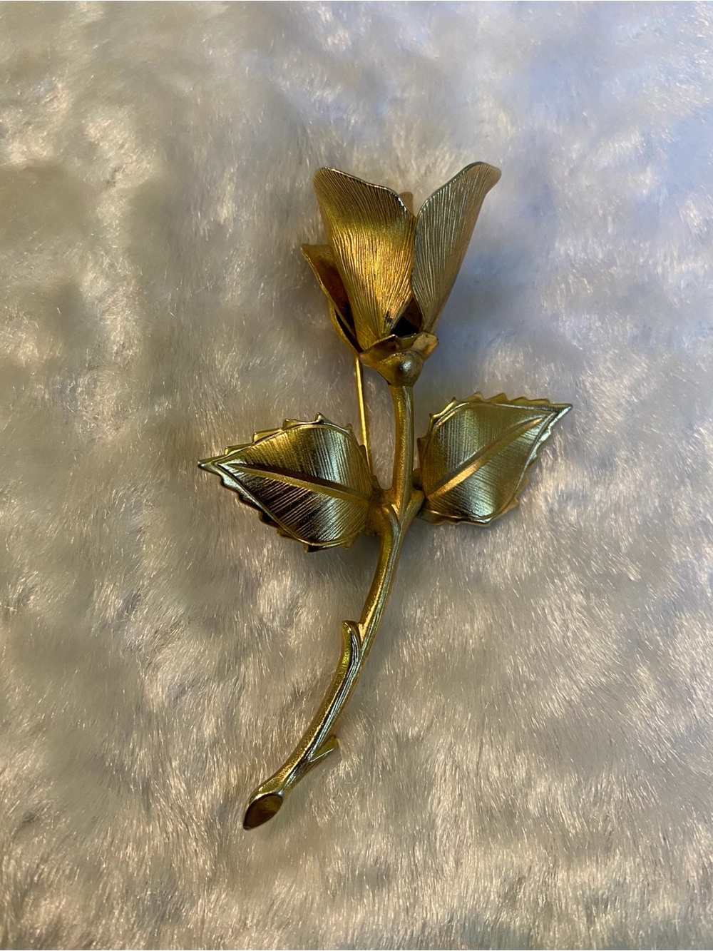 🍀VTG Gold Rose Brooch Pin